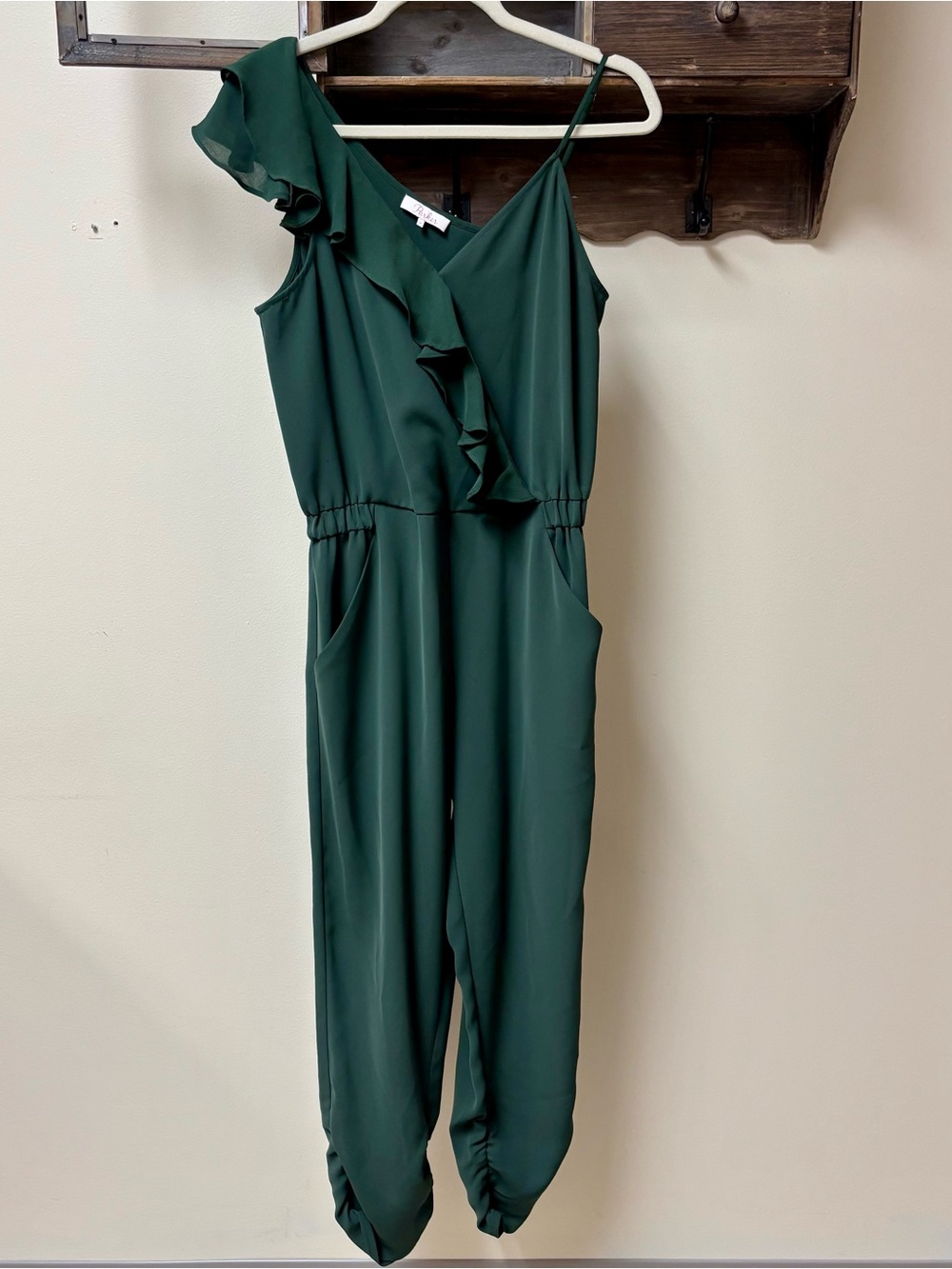 PARKER - Addison Green Sleeveless Ruffle Asymmetrical Jumpsuit Size 2